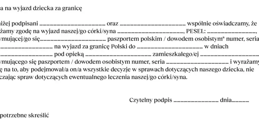 Jak napisać zgodę na wyjazd dziecka - uniknij problemów prawnych