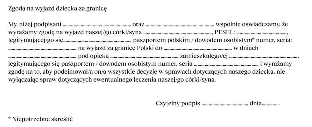 Jak napisać zgodę na wyjazd dziecka - uniknij problemów prawnych